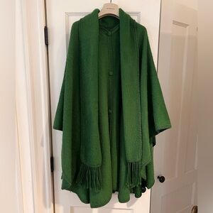 Green Alpaca Cape with scarf